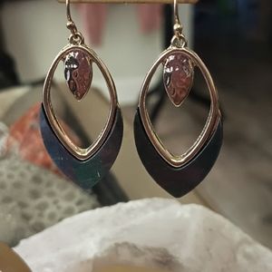 Gold Tone Abalone Shell Earrings
